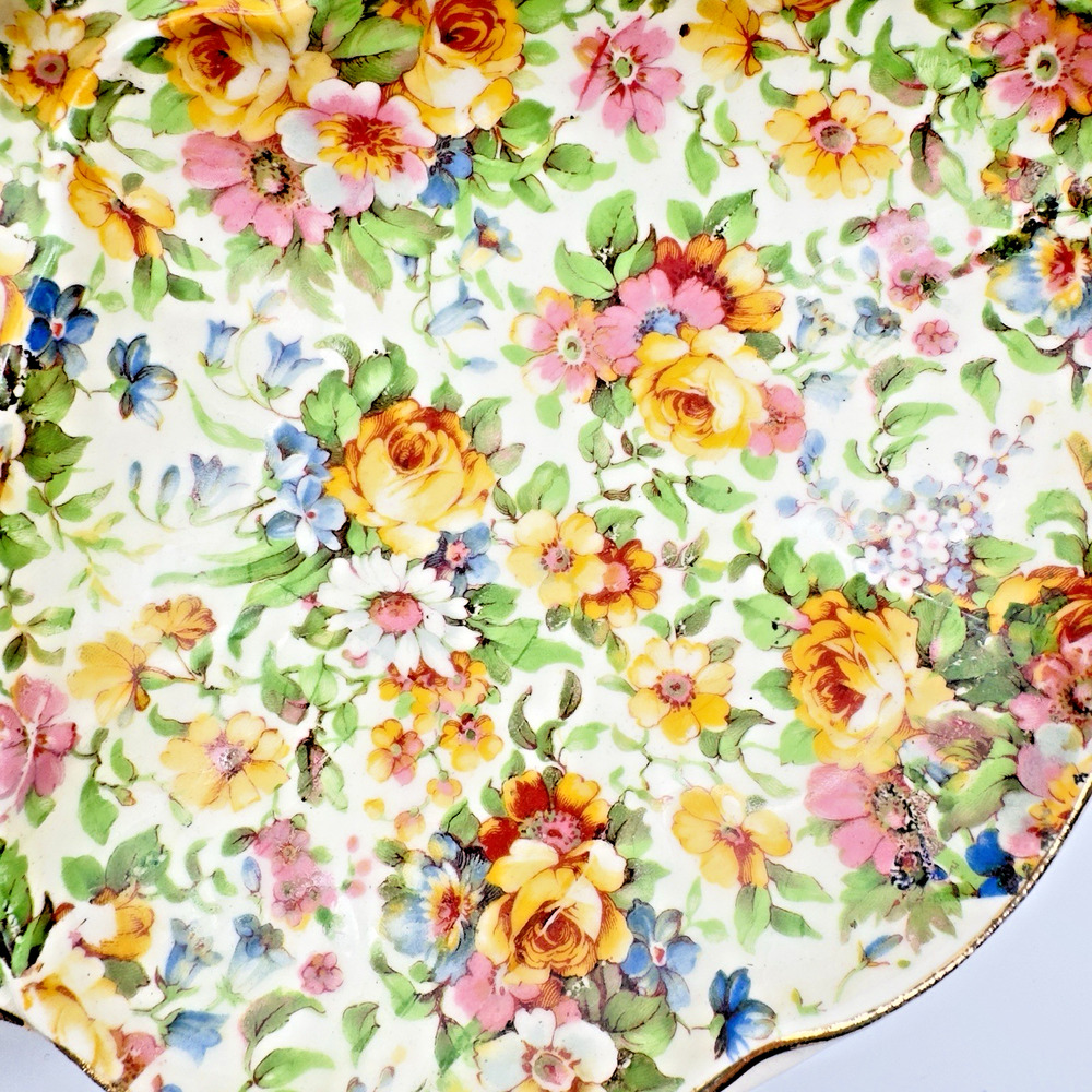 Vintage Chintz Windsor E & R Erphila 4 Section Serving Dish Czechoslovakia - Picture 3 of 12